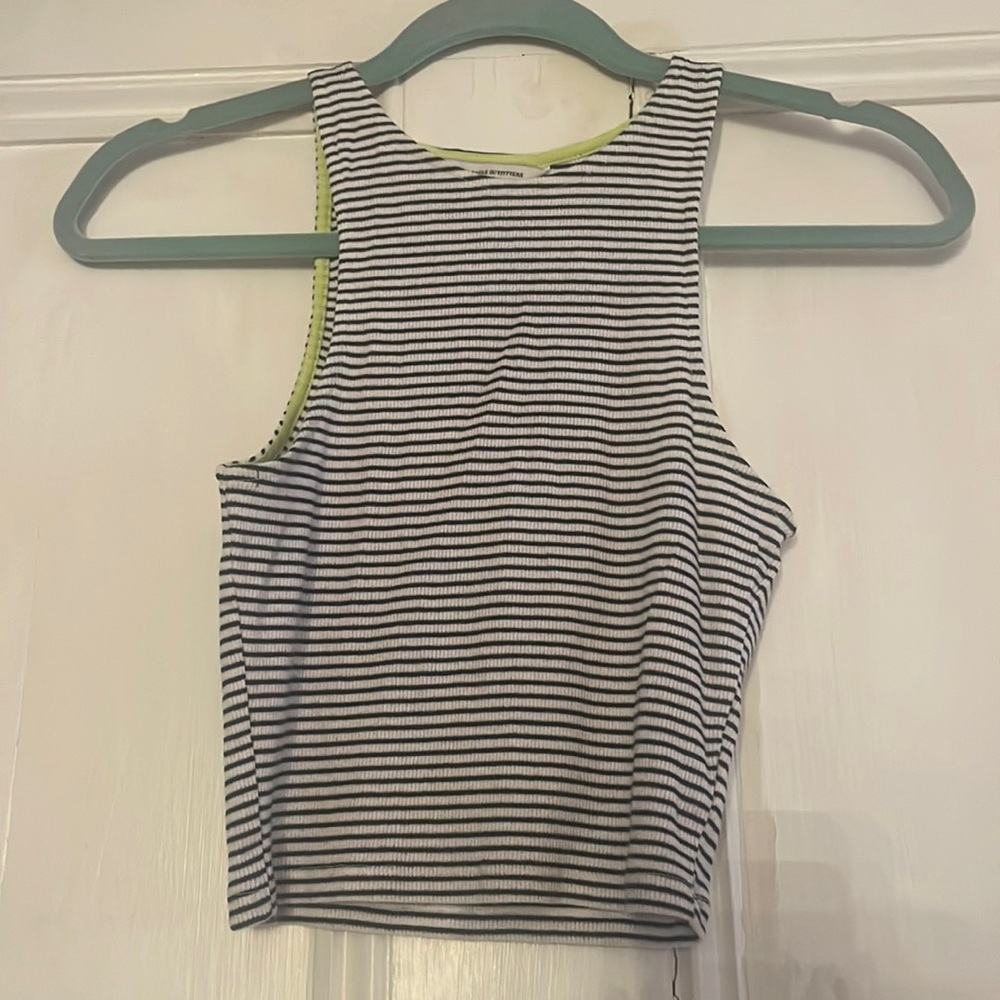 Black and white striped crop top